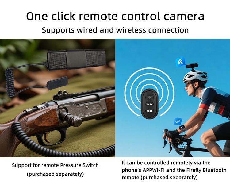 2025New FIREFLY Q8 Action Camera IP67 Waterproof EIS4.1 Anti-shake 5G WiFi Remote Connection for Helmet Bike Airsoft Hunting Camera(图6)