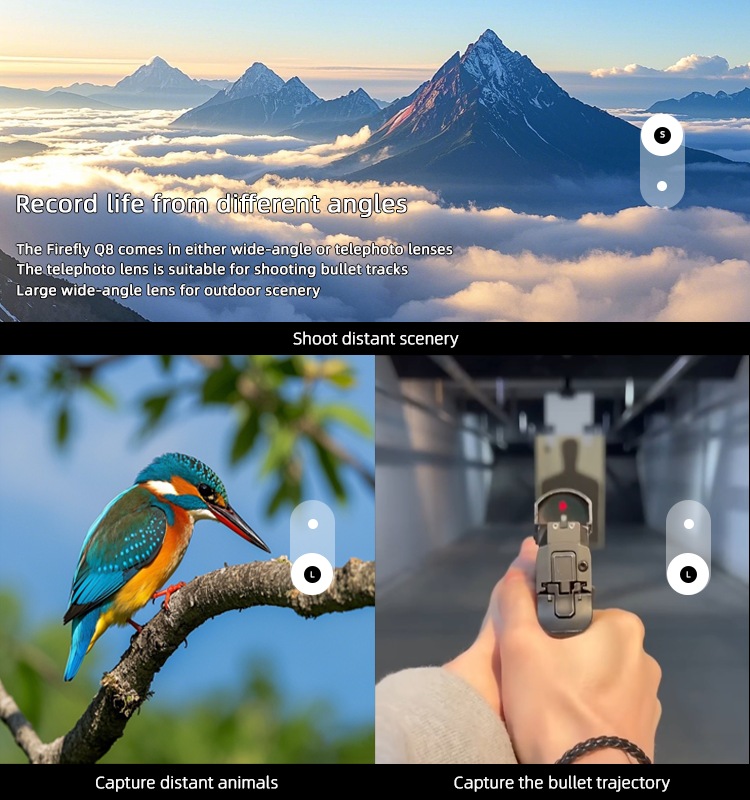 2025New FIREFLY Q8 Action Camera IP67 Waterproof EIS4.1 Anti-shake 5G WiFi Remote Connection for Helmet Bike Airsoft Hunting Camera(图12)